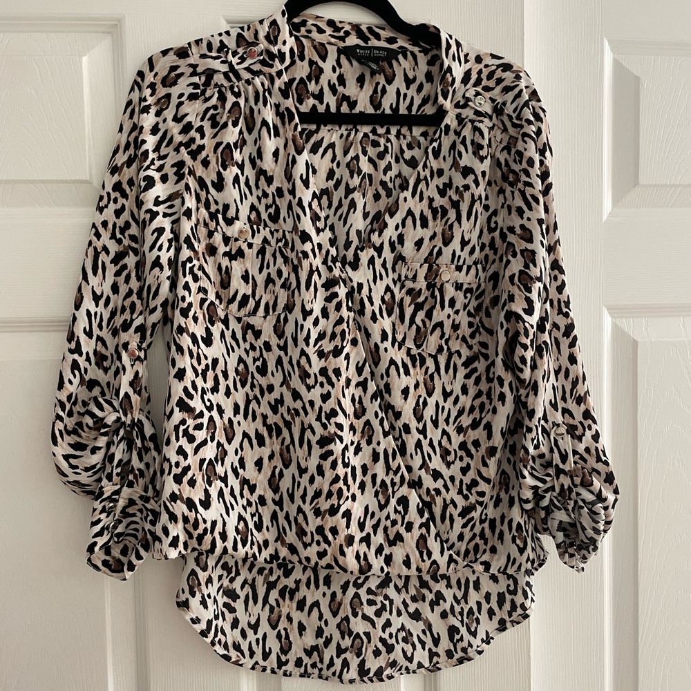 WHBM Leopard print silk blouse